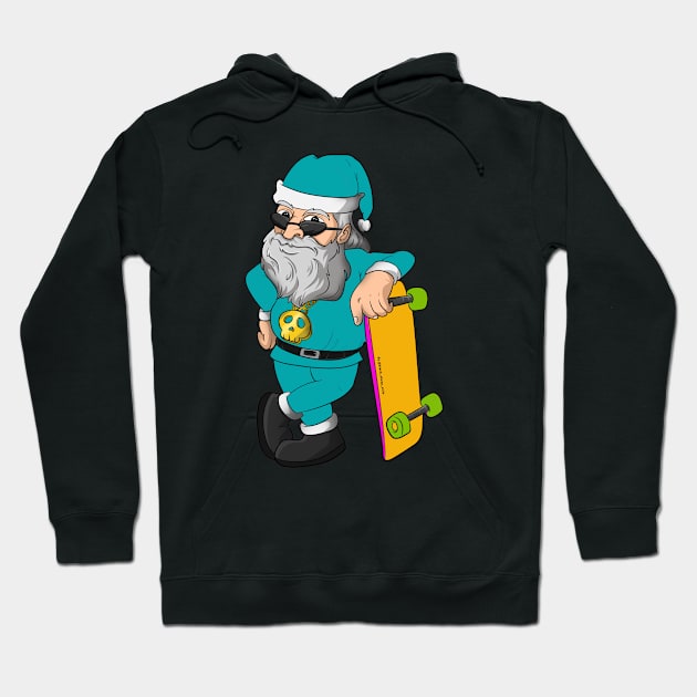 Cool Blue Santa Claus Christmas Hoodie by Trendy Black Sheep